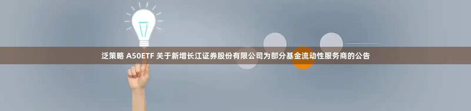 泛策略 A50ETF 关于新增长江证券股份有限公司为部分基金流动性服务商的公告